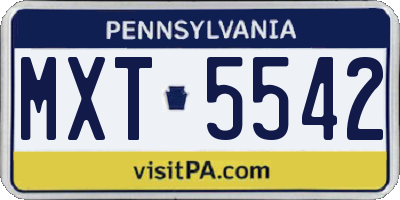 PA license plate MXT5542