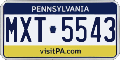 PA license plate MXT5543