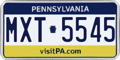 PA license plate MXT5545