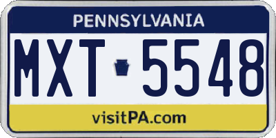 PA license plate MXT5548