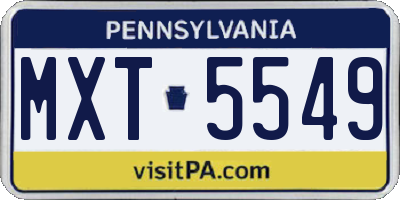 PA license plate MXT5549