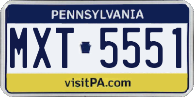 PA license plate MXT5551