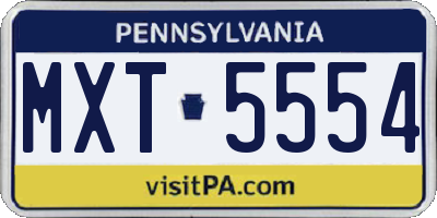 PA license plate MXT5554