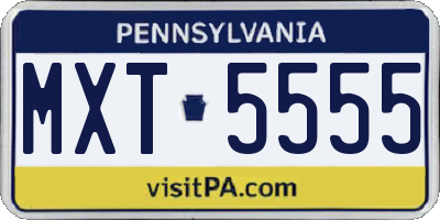 PA license plate MXT5555