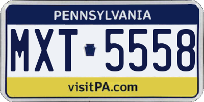 PA license plate MXT5558