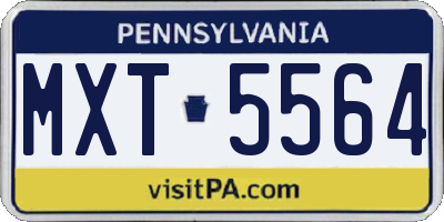 PA license plate MXT5564