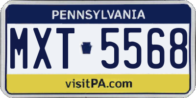 PA license plate MXT5568