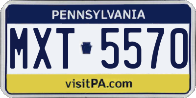 PA license plate MXT5570