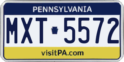 PA license plate MXT5572
