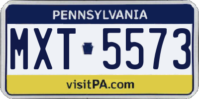 PA license plate MXT5573
