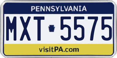 PA license plate MXT5575