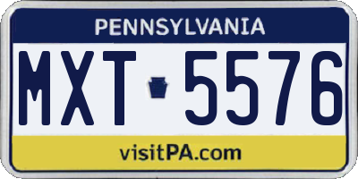 PA license plate MXT5576