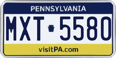 PA license plate MXT5580