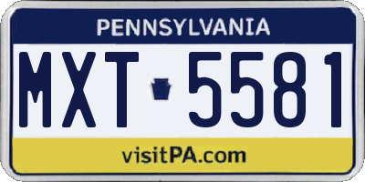 PA license plate MXT5581