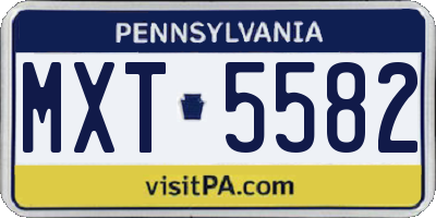 PA license plate MXT5582