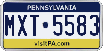 PA license plate MXT5583