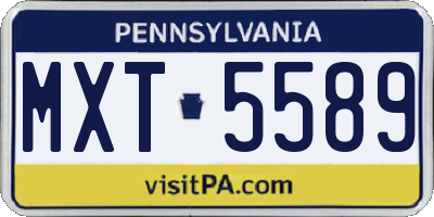 PA license plate MXT5589