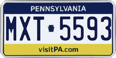 PA license plate MXT5593