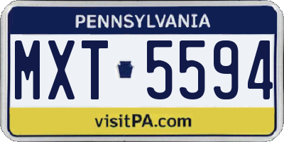 PA license plate MXT5594