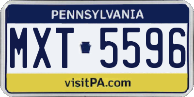 PA license plate MXT5596