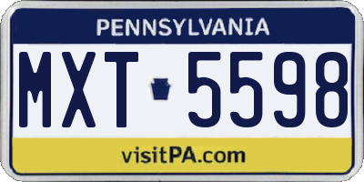 PA license plate MXT5598
