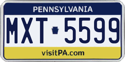 PA license plate MXT5599