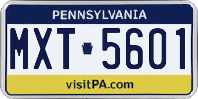 PA license plate MXT5601