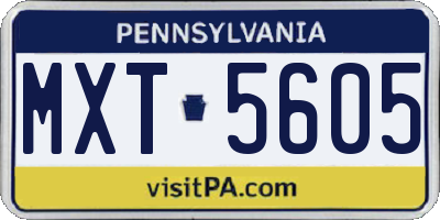 PA license plate MXT5605