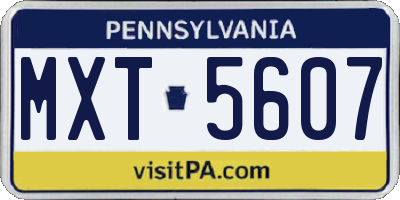 PA license plate MXT5607