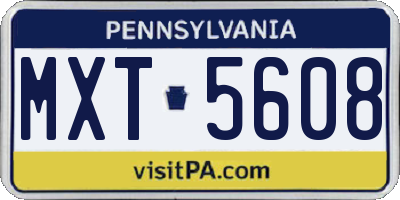 PA license plate MXT5608