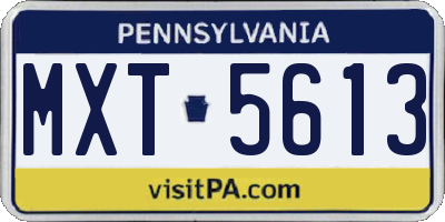 PA license plate MXT5613