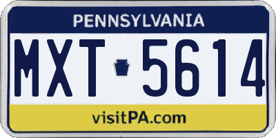 PA license plate MXT5614