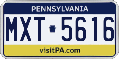 PA license plate MXT5616