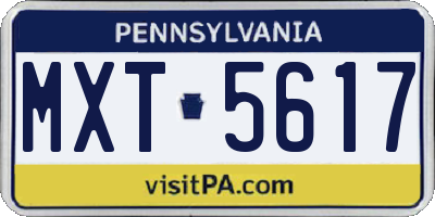 PA license plate MXT5617