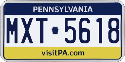 PA license plate MXT5618