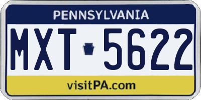 PA license plate MXT5622