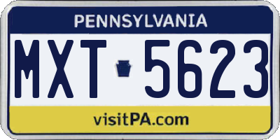 PA license plate MXT5623