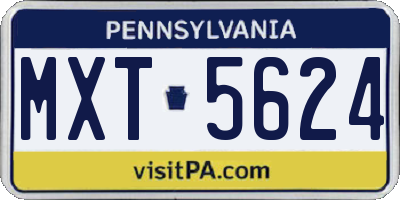 PA license plate MXT5624