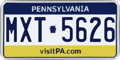 PA license plate MXT5626