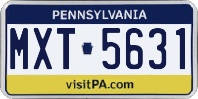 PA license plate MXT5631