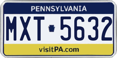 PA license plate MXT5632