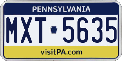 PA license plate MXT5635