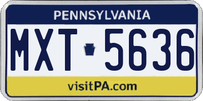 PA license plate MXT5636