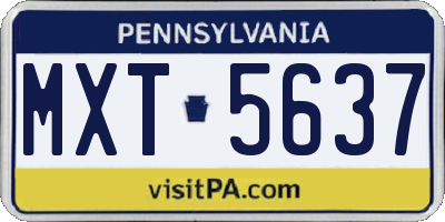 PA license plate MXT5637