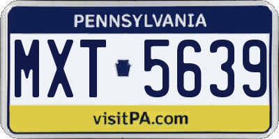 PA license plate MXT5639