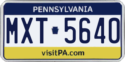 PA license plate MXT5640