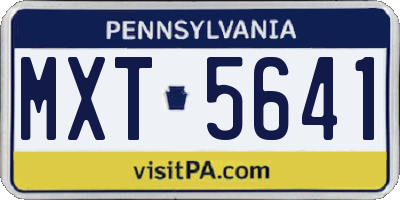 PA license plate MXT5641