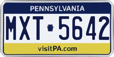PA license plate MXT5642
