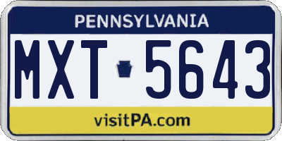 PA license plate MXT5643