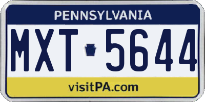 PA license plate MXT5644